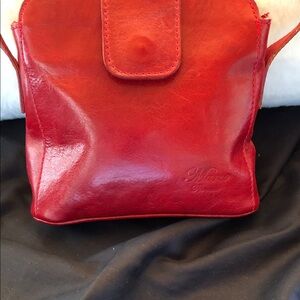 Chic Red Leather Crossbody Bag
